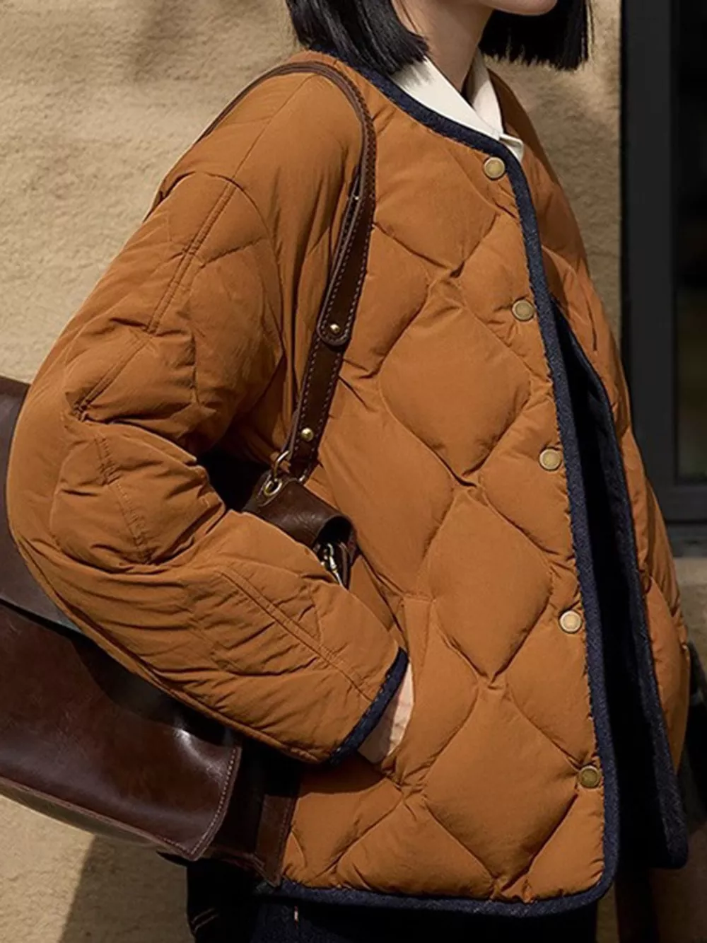 Diamond-Quilted Lightweight Cropped Reversible Down Jacket, image 4