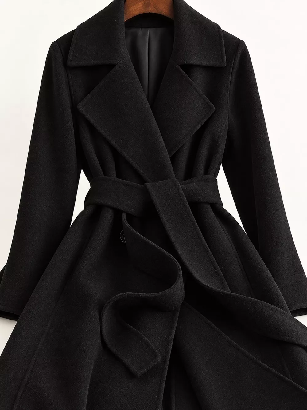 Longline Wool Coat with Waist-Defining Belt, image 5
