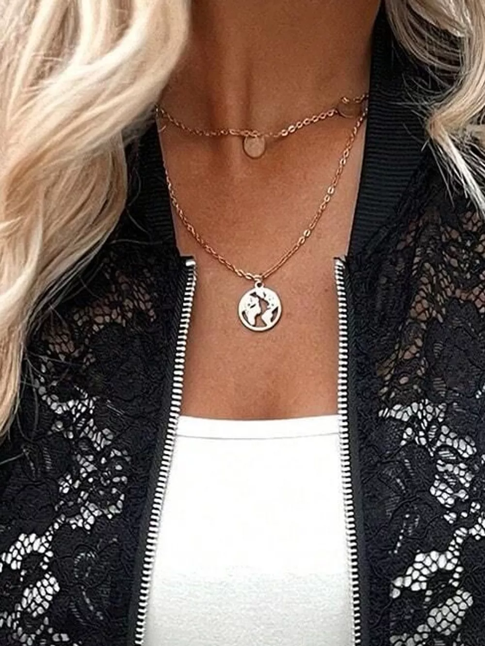 Sheer Lace Zip Up Jacket, image 7