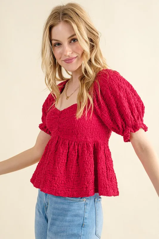Lovely Textured and Smocked Top, image 2