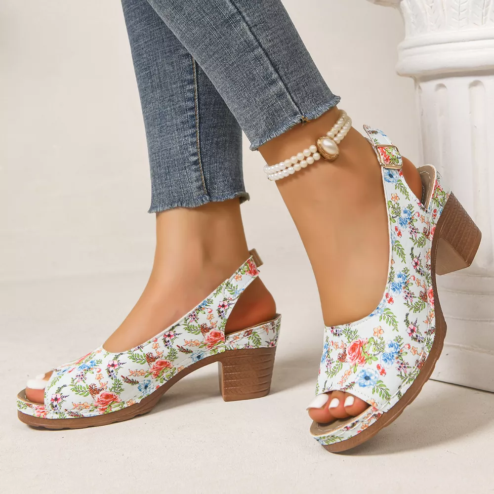 Peep Toe Block Heels Sandals, image 8