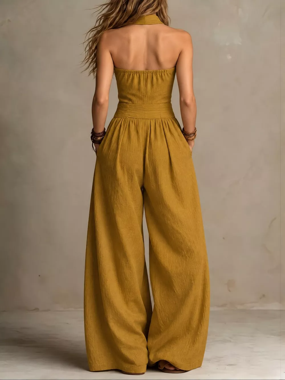 Full Size Halter Neck Wide-Leg Jumpsuit Plus Size, image 34