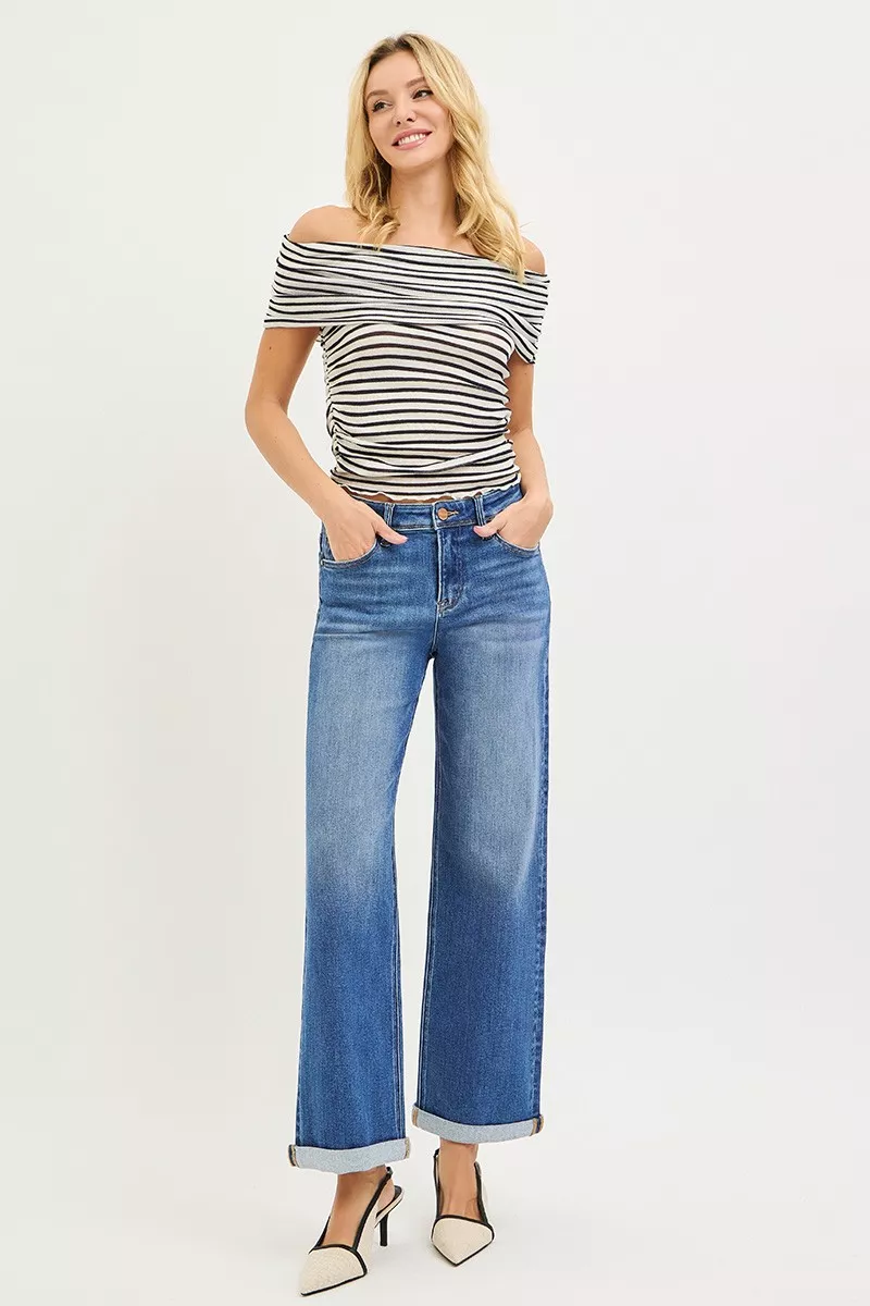 Full Size High Rise Relaxed Fit Ankle Straight Cuff Jeans Plus Size, image 4