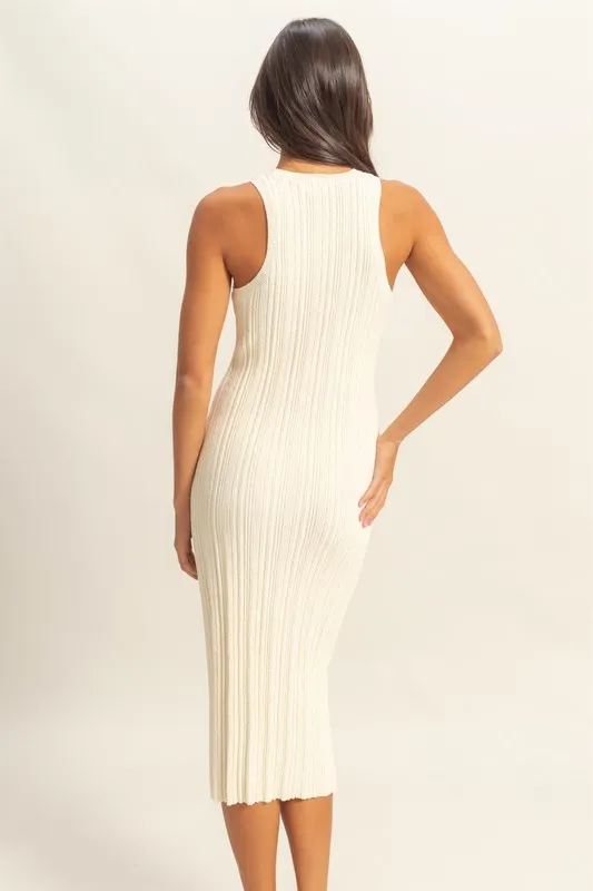 Round Neck Bodycon Ribbed Knit Dress, image 3
