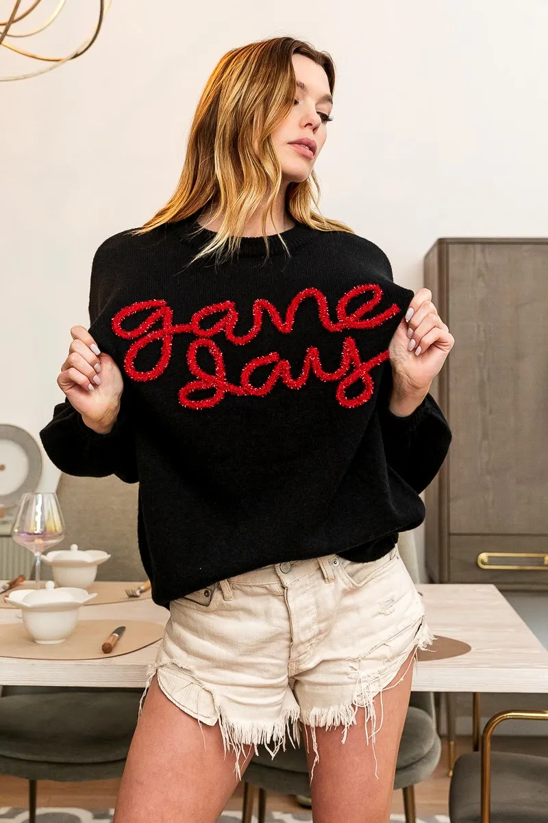 Game Day Metallic Letter Sweater, image 5