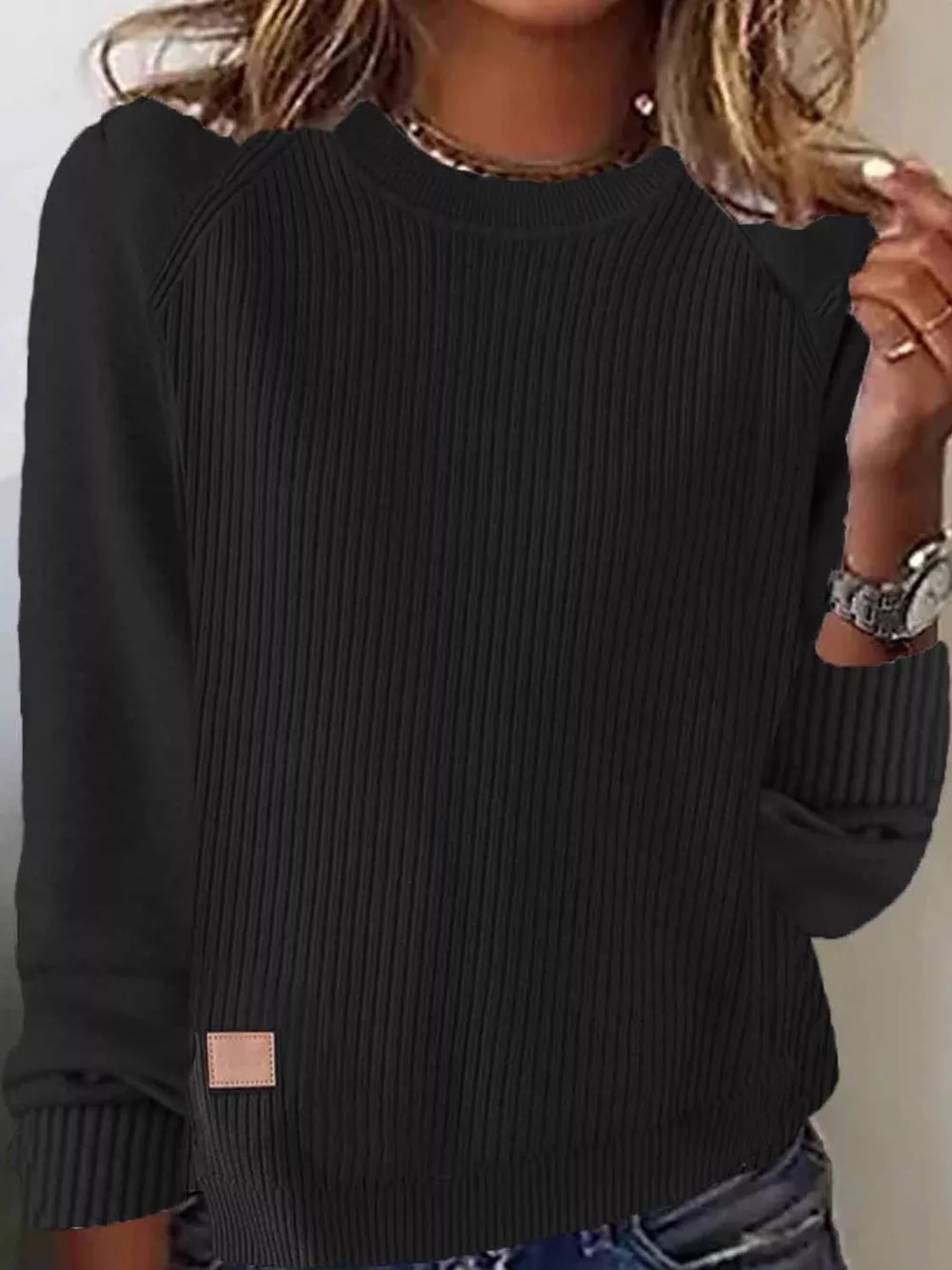 Full Size Ribbed Knit Raglan Sleeve Sweater Plus Size, image 13