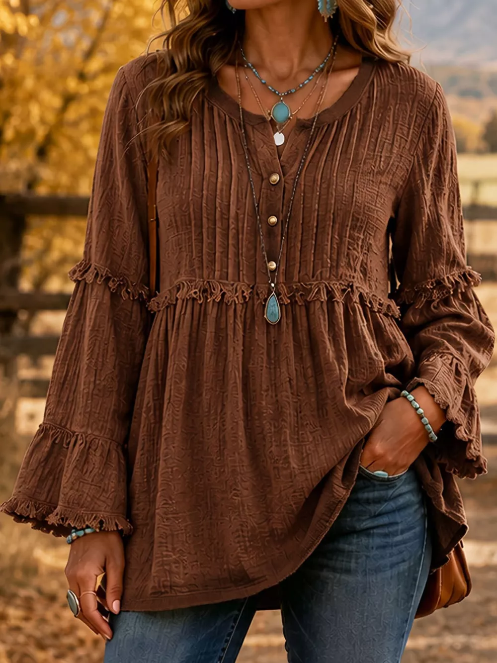Full Size Snap Down Long Sleeve Blouse Plus Size, image 14
