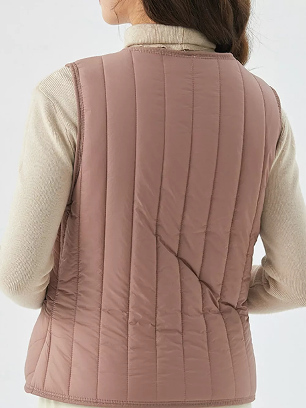 Full Size Quilted Button Up Vest Coat Plus Size, image 9