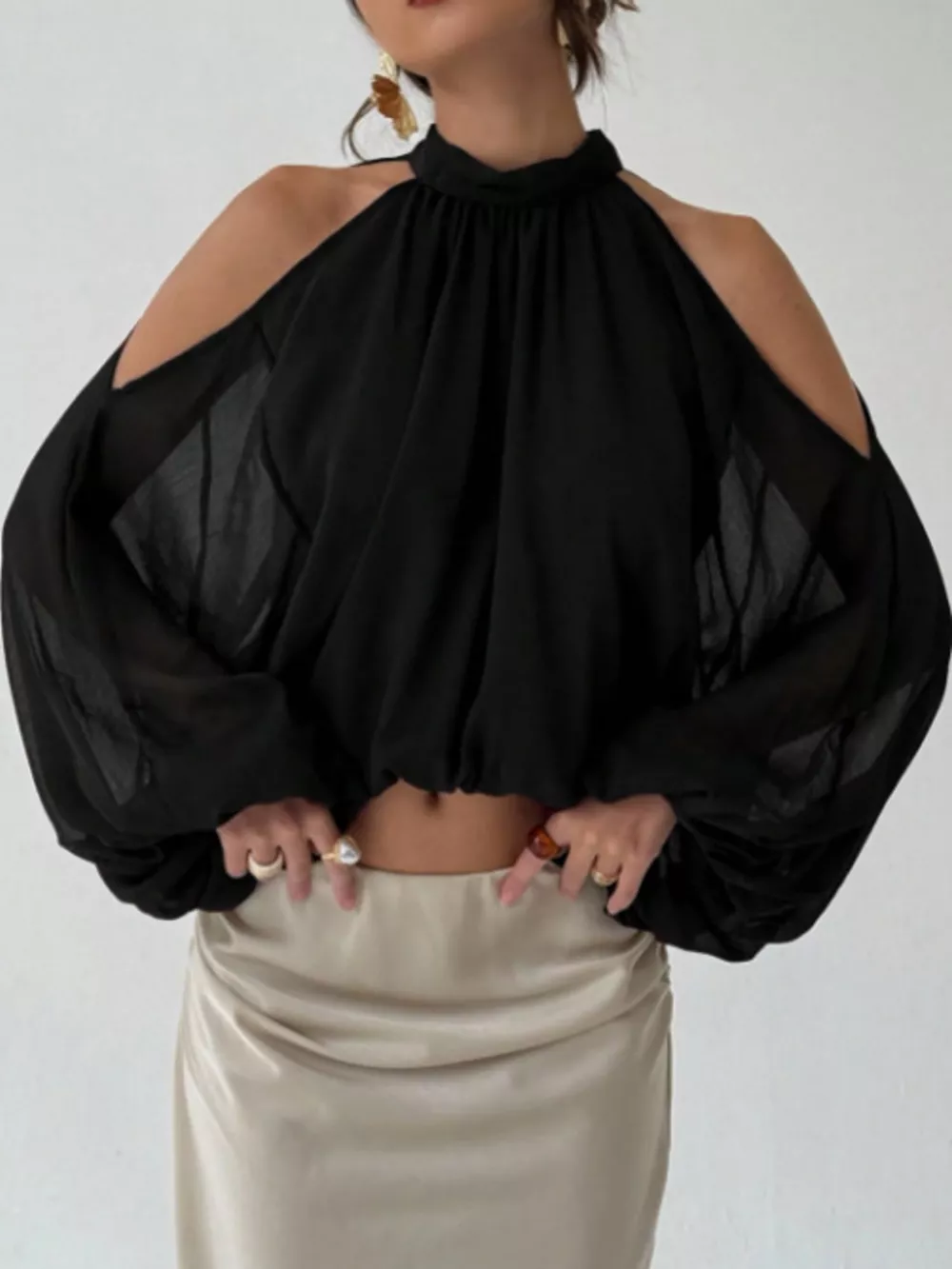 Cold-Shoulder Long Sleeve Blouse, image 6