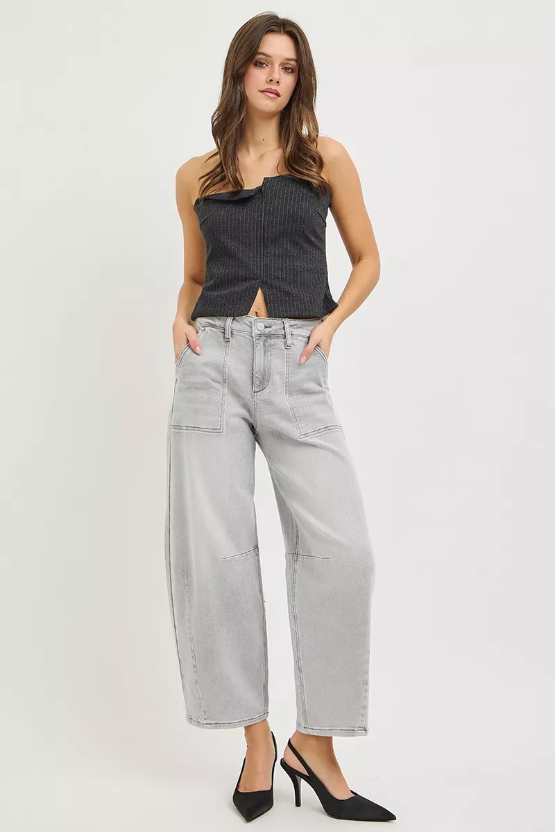 Slouchy Cropped Barrel Jeans, image 4