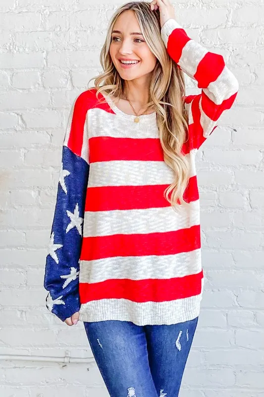 American Flag Long Sleeve Sweater, image 4