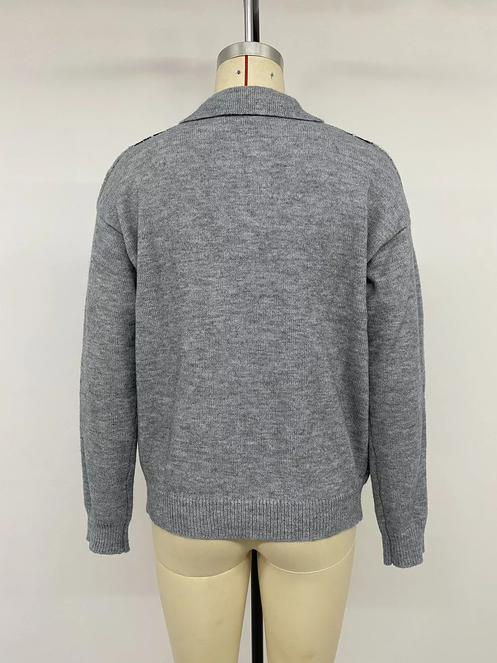 Argyle Patterned Polo Collar Sweater, image 13