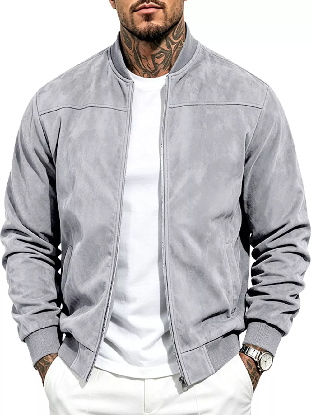 Men's Full Size Zip Up Long Sleeve Jacket Plus Size, image 18