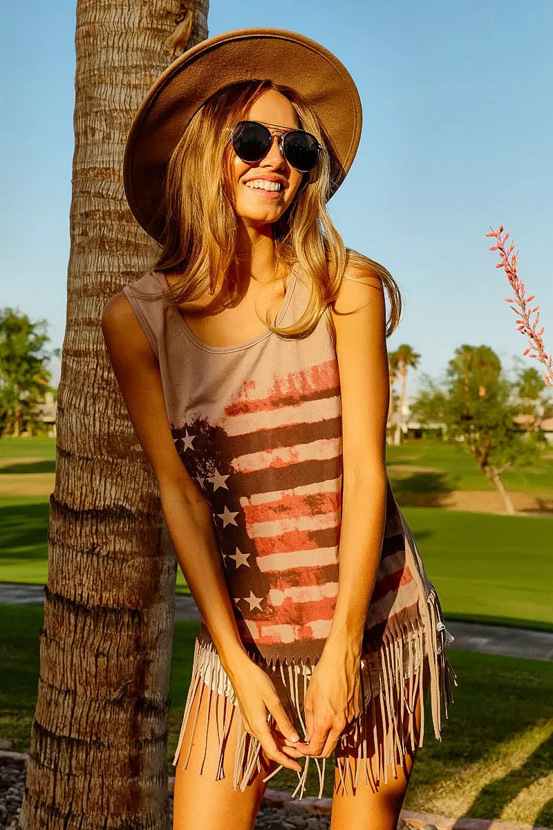 American Flag Print Knit Sleeveless Top, image 16