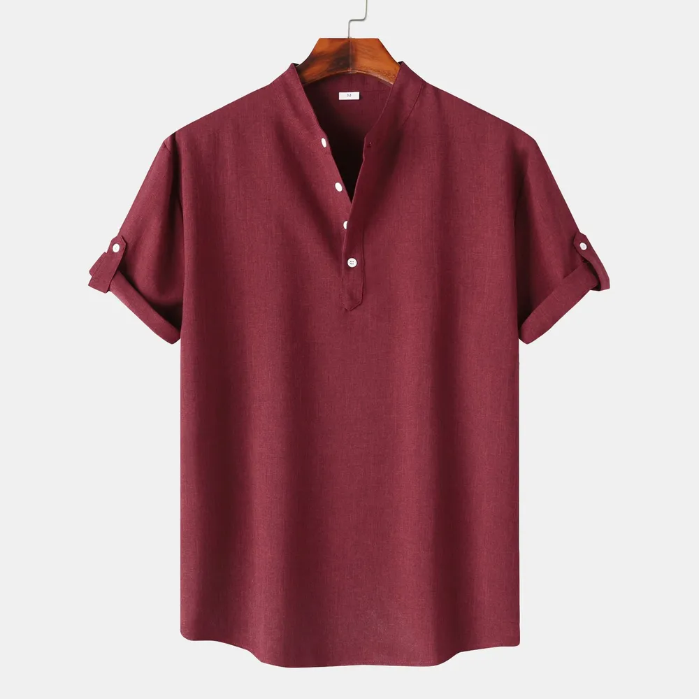 Men's Button Detail Short Sleeve Blouse