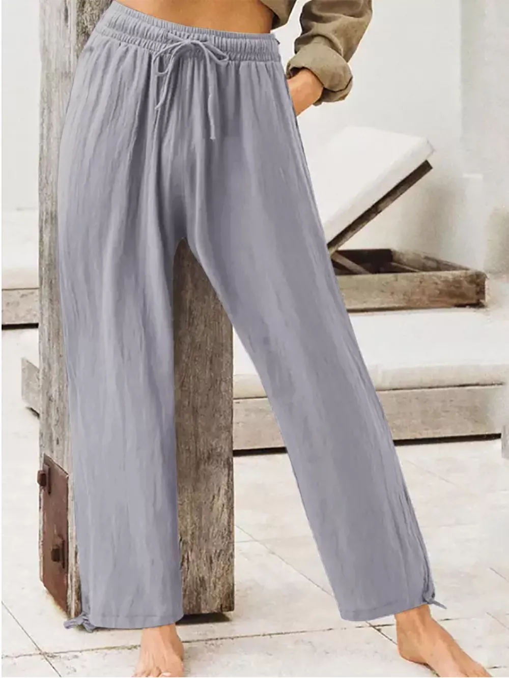 Full Size Casual Drawstring Wide-Leg Pants Plus Size, image 13