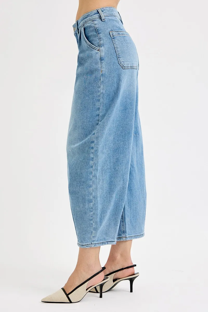 Full Size Mid Rise Fit Crop Wide Volume Leg Jeans Plus Size, image 4