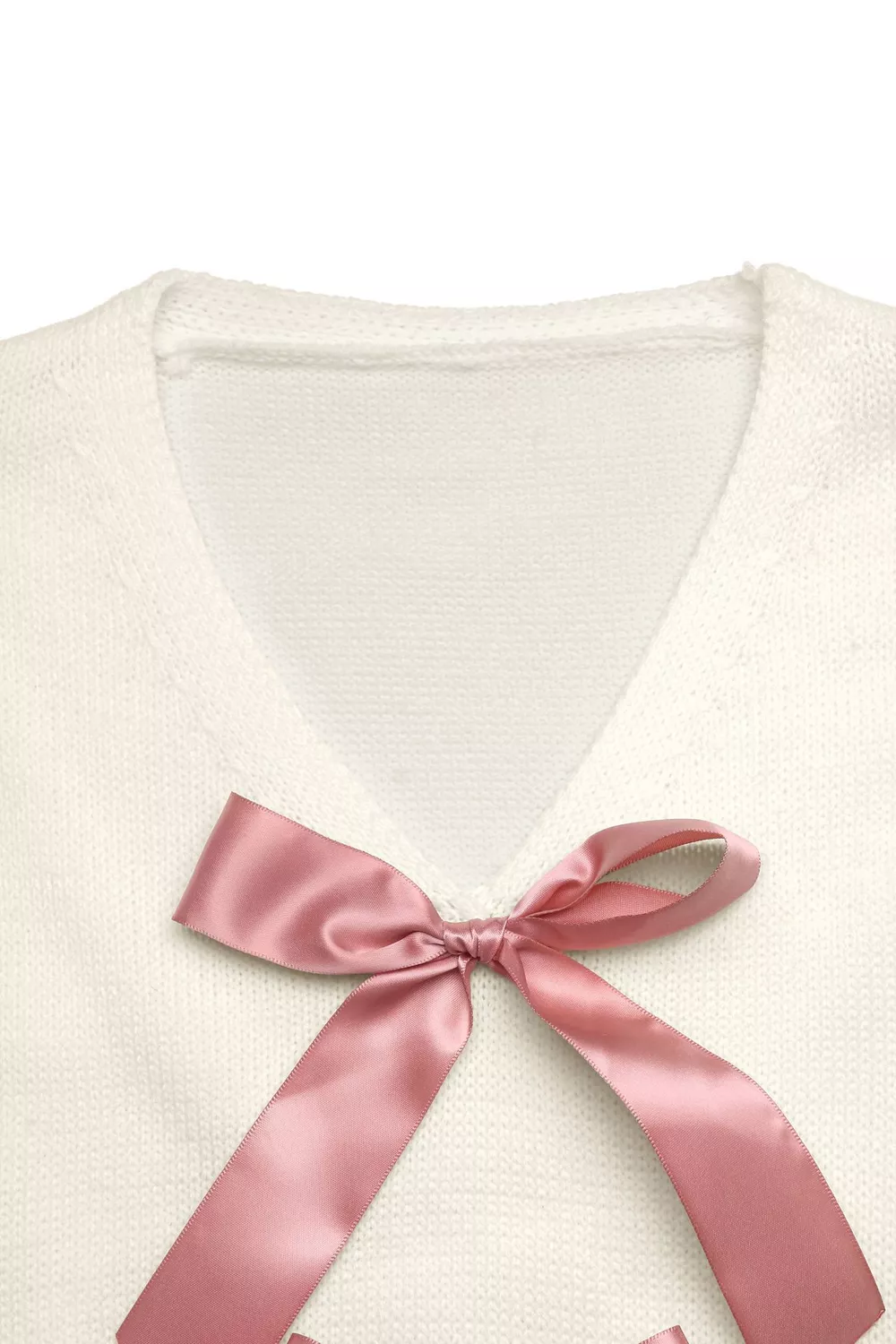 Bow-Knot Embellished V-Neck Cardigan, image 6
