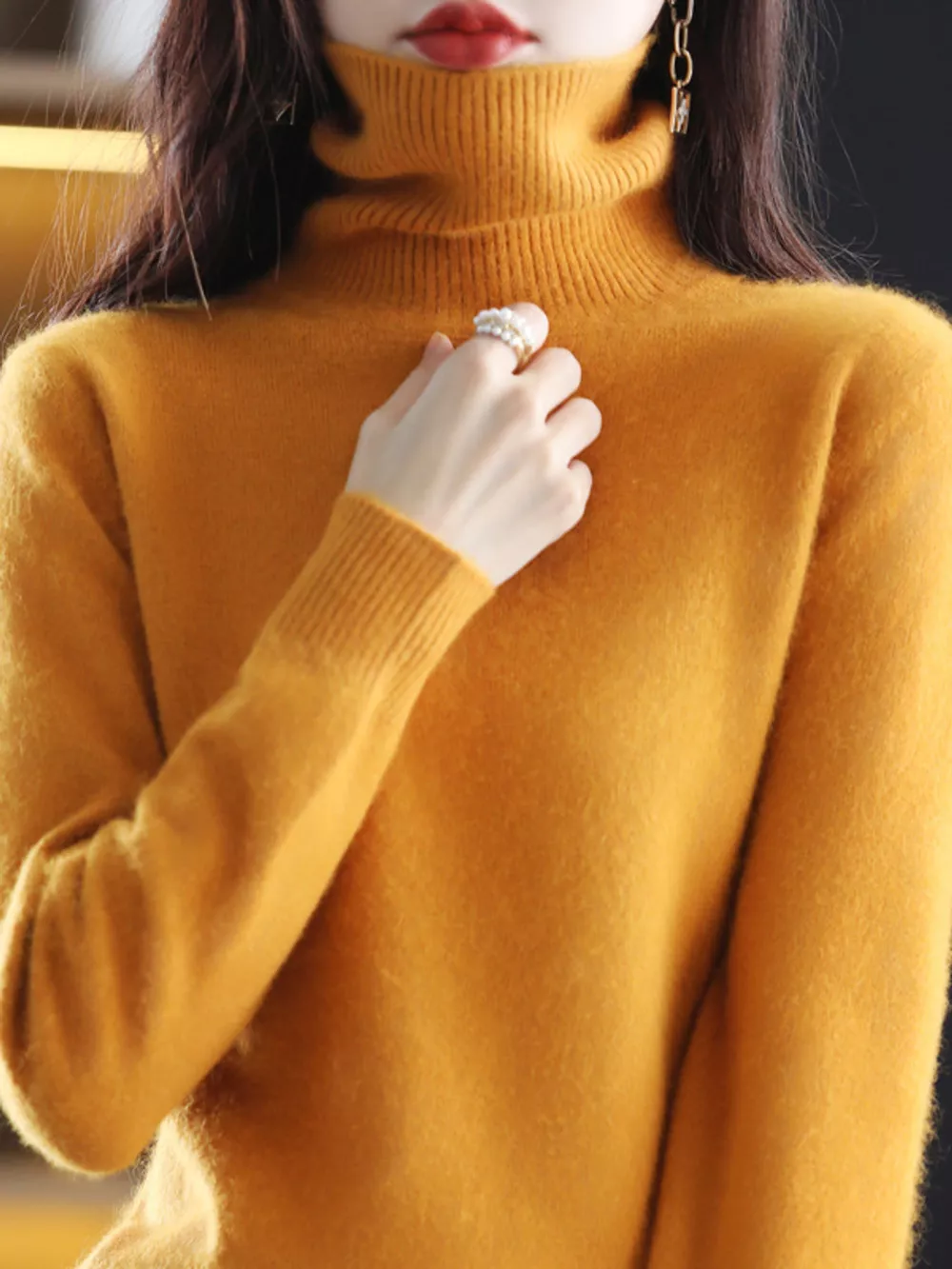 Full Size Turtleneck Long Sleeve Sweater Plus Size, image 31