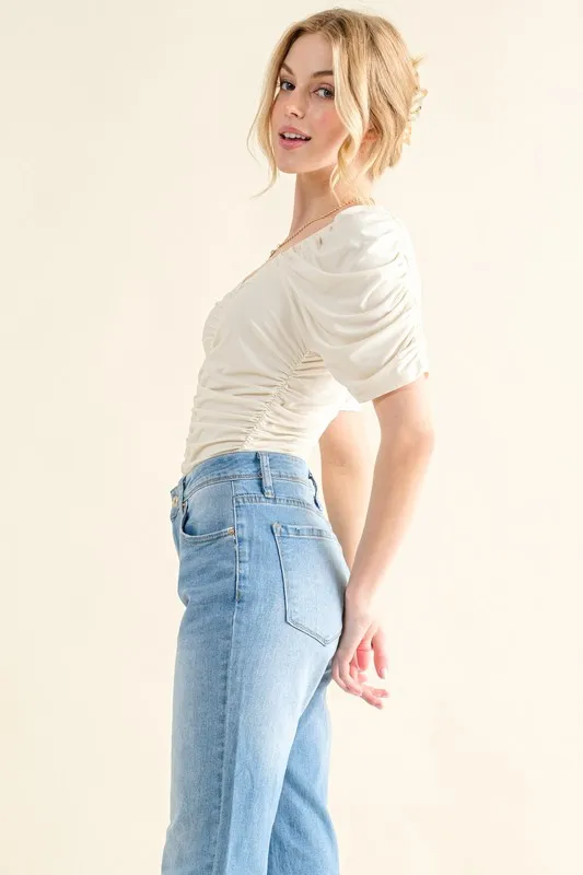 Buttery Soft Ruched Detailed Jersey Bodysuit, image 3