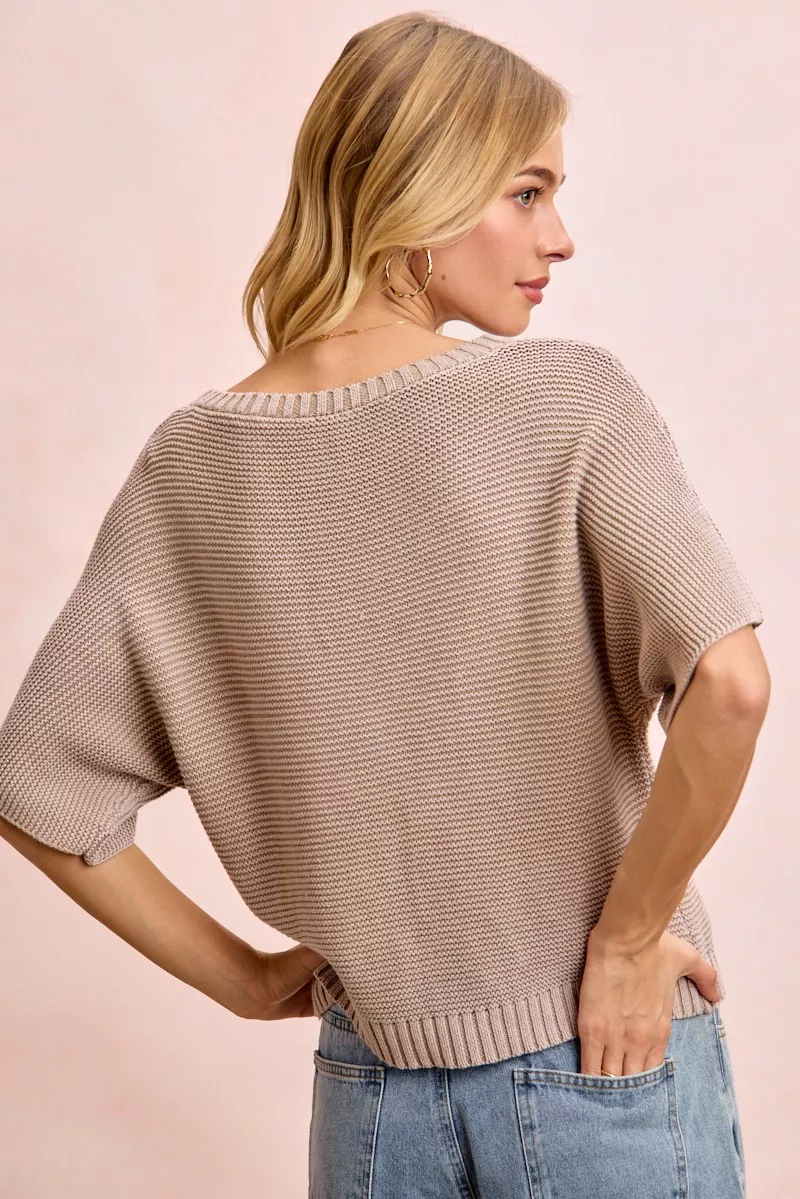 BiBi Short Dolman Sleeves Washed Knit Top, image 3