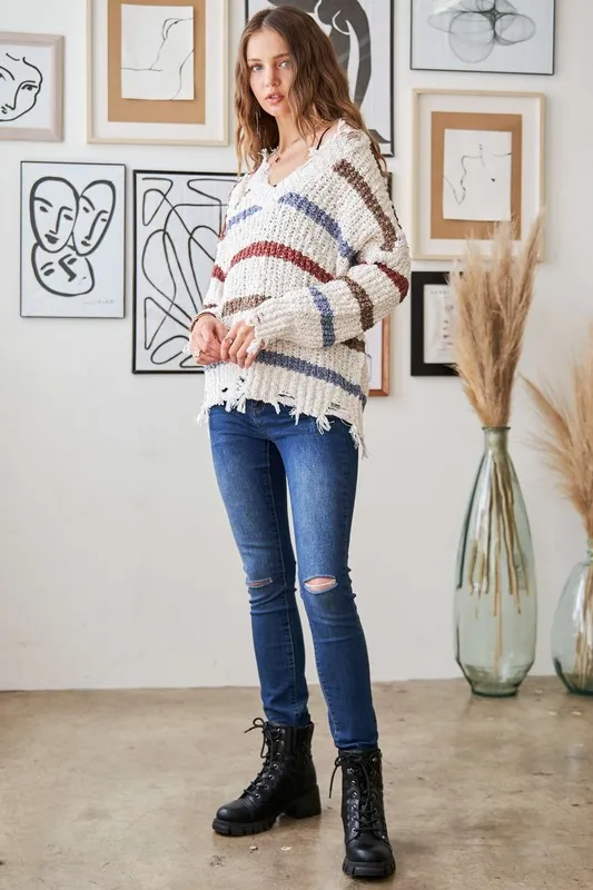 Frayed Edge Stripe Sweater, image 6