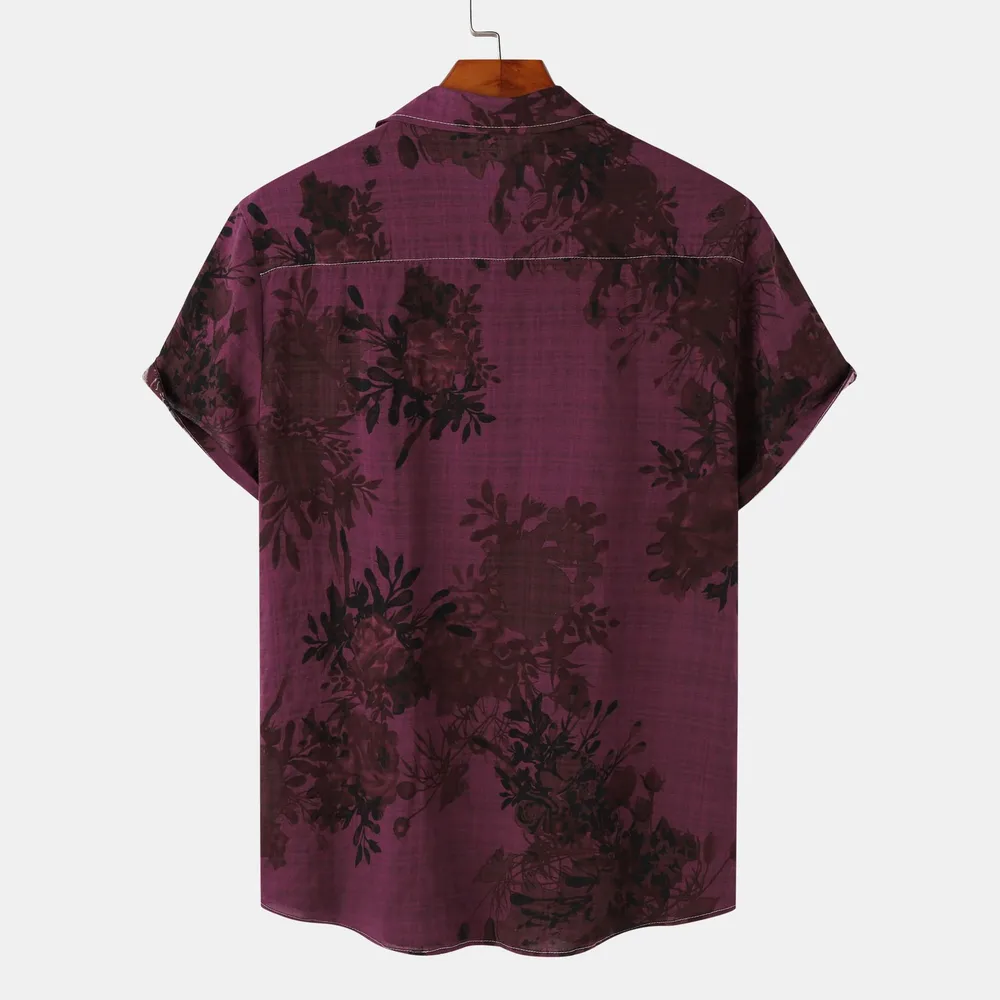 Men's Plus Size Printed Short Sleeve Button Down Casual Shirt, image 8
