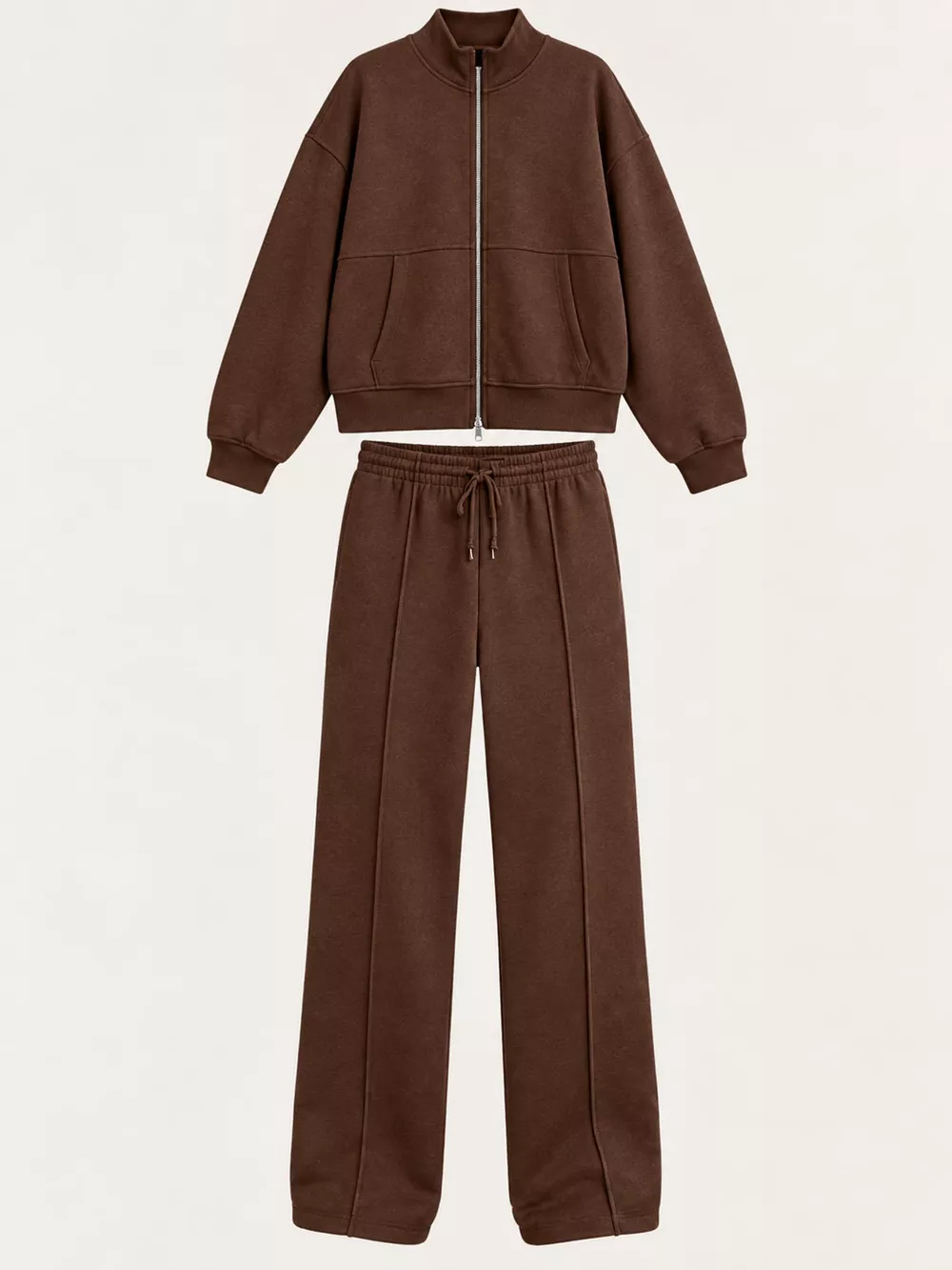 Casual Zip-Up Jacket and Wide-Leg Sweatpants Set, image 31