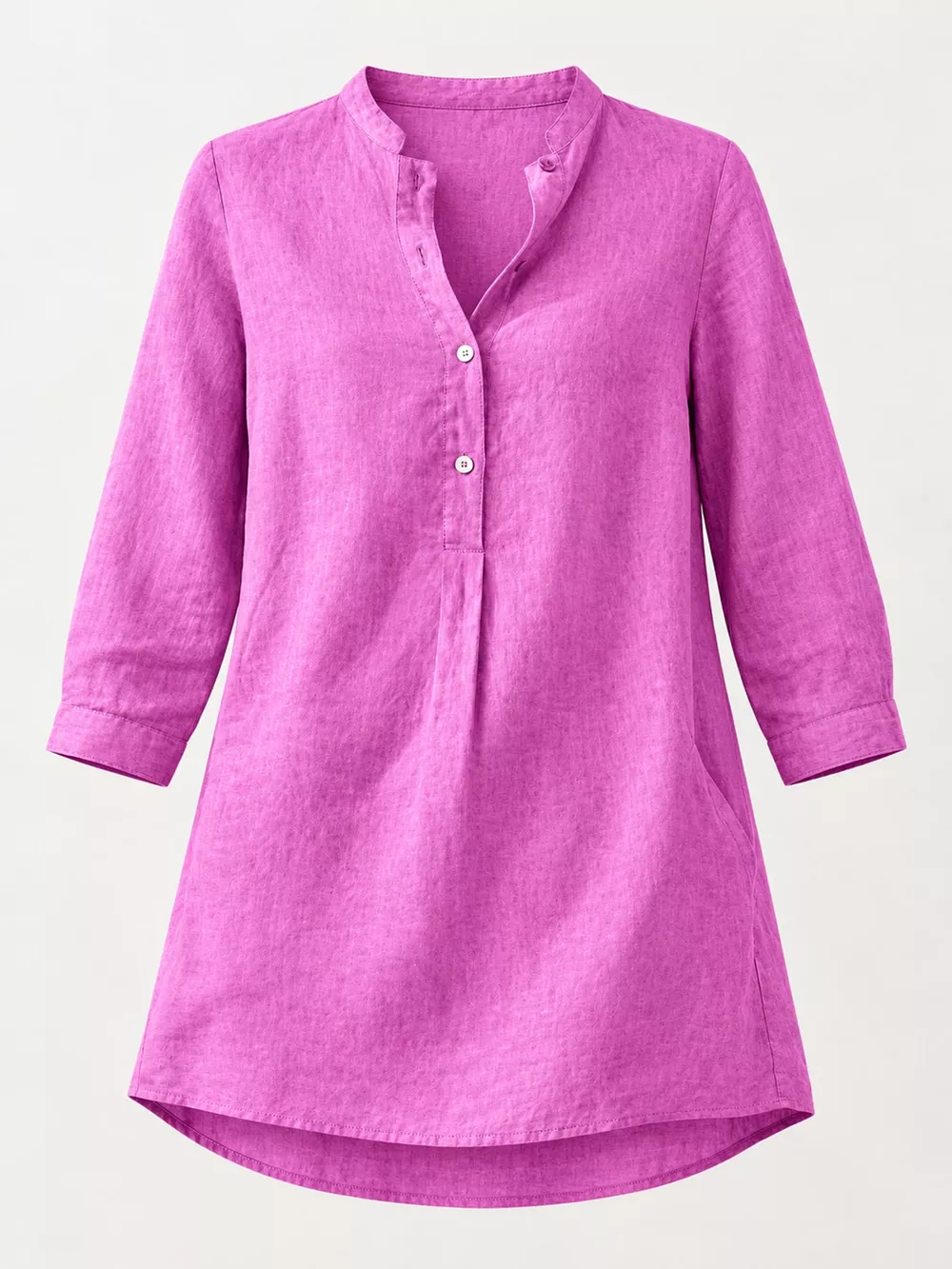 Full Size Button Detail 3/4 Sleeve Blouse Plus Size, image 28