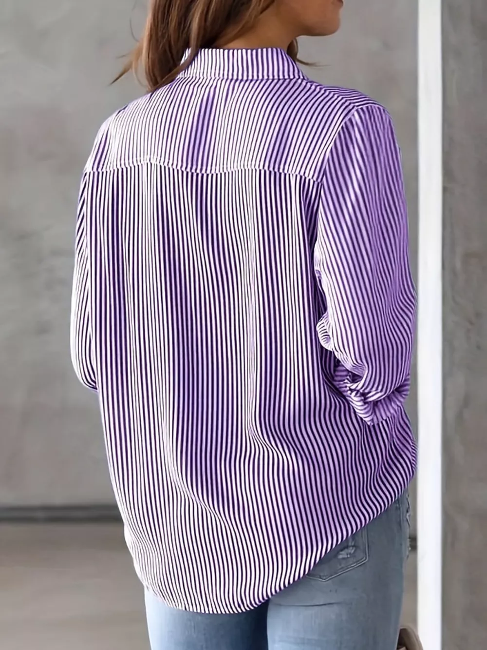 Full Size Striped Button-Down Long Sleeve Shirt Plus Size, image 10