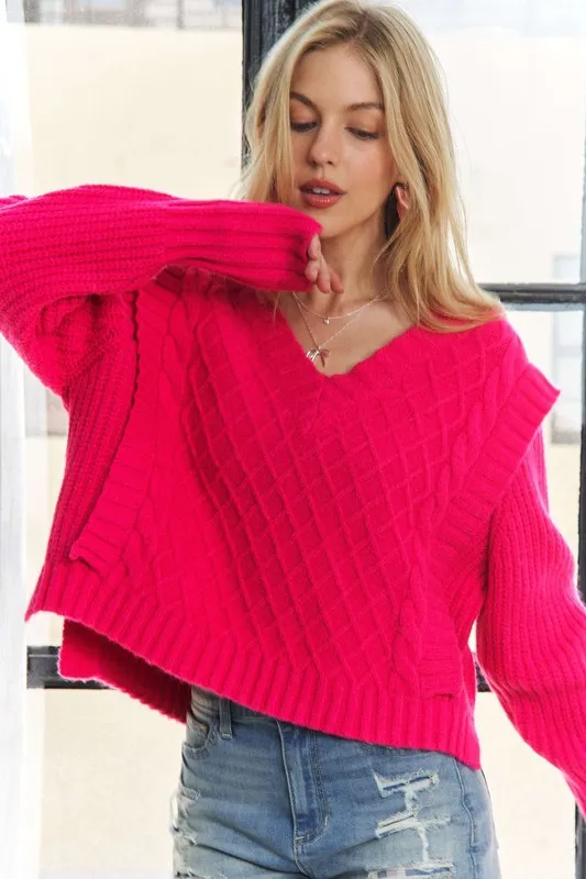 Ruffle Detail ble Sweater