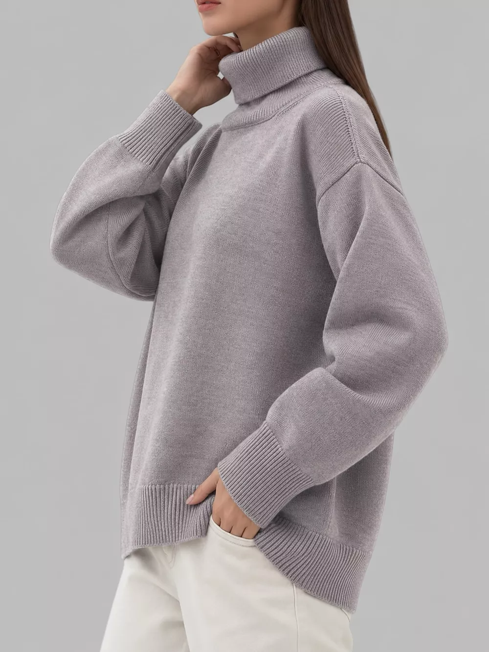 Turtleneck Dropped Shoulder Sweater, image 4