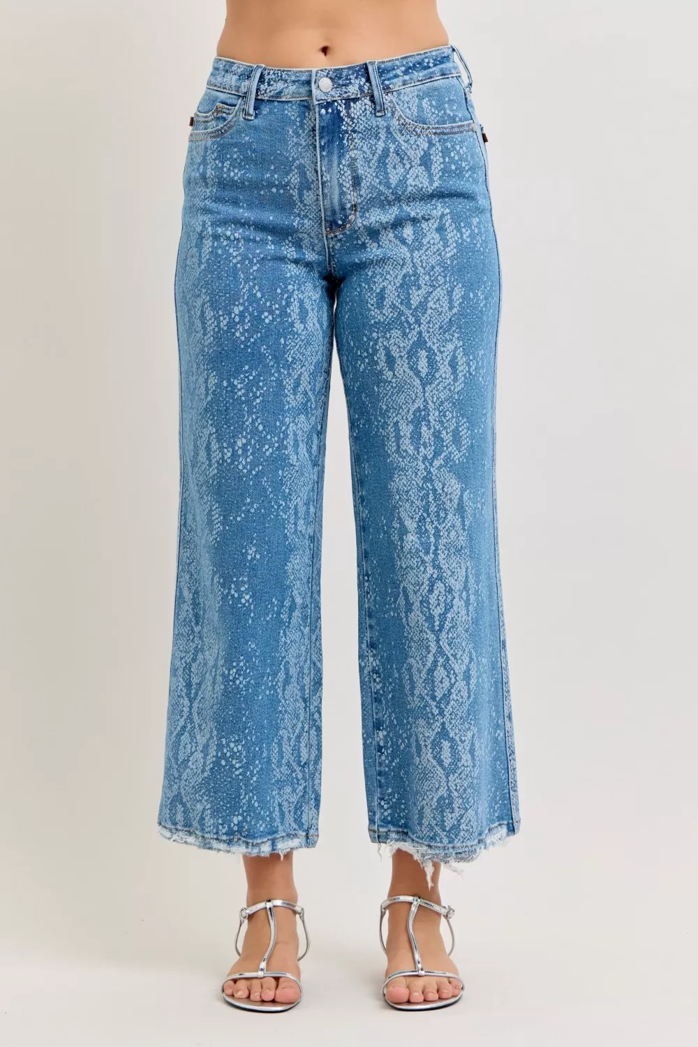 High Rise Ankle Wide Leg Jeans