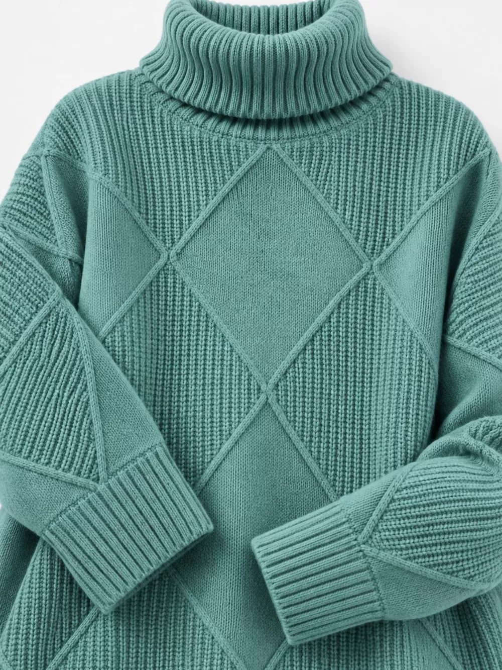 Full Size Diamond Pattern Turtleneck Sweater Plus Size, image 18