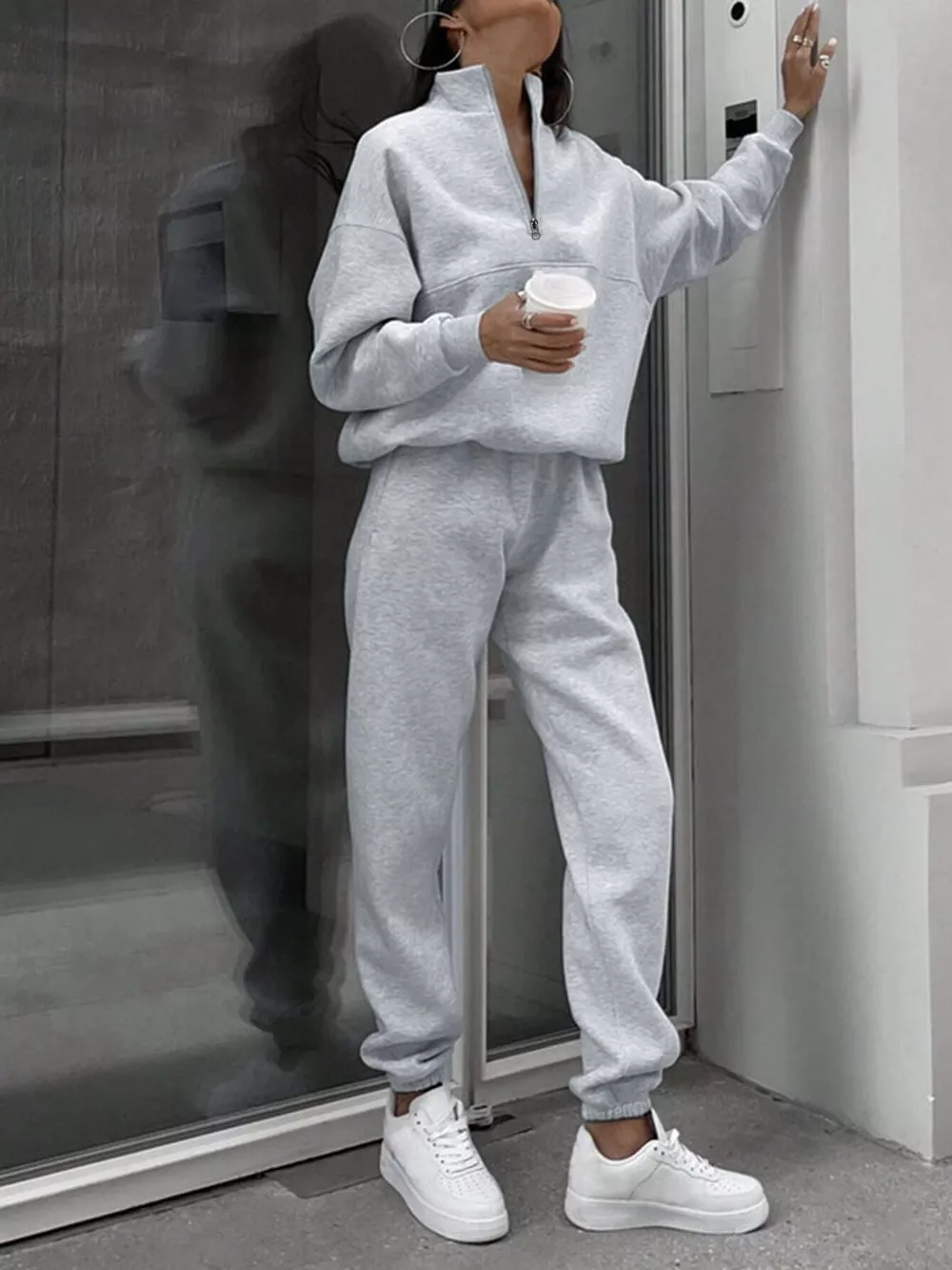Half-Zip Sweatshirt and Joggers Set, image 3