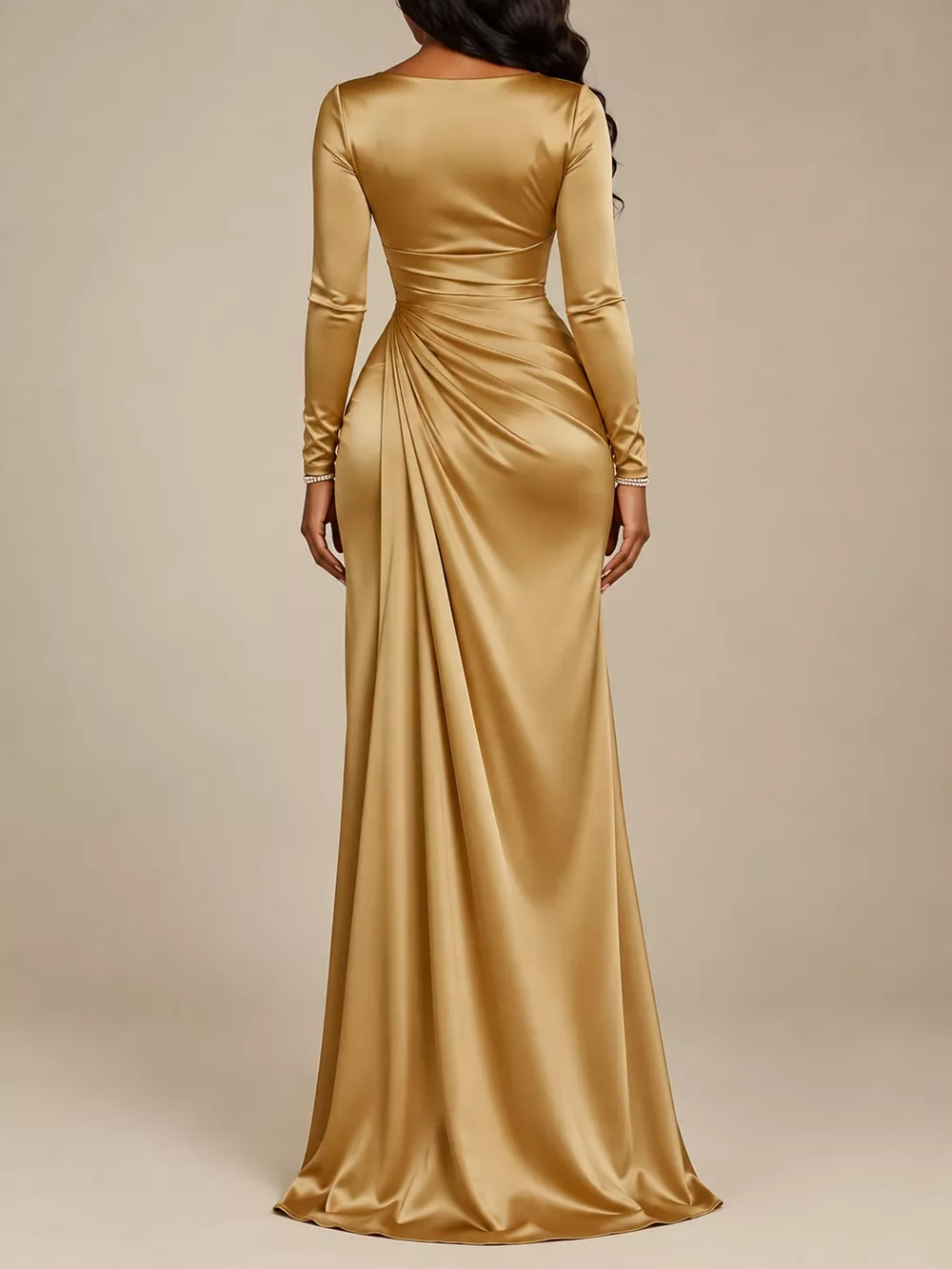 Full Size Satin Cowl Neck High Slit Evening Maxi Dress Plus Size, image 10