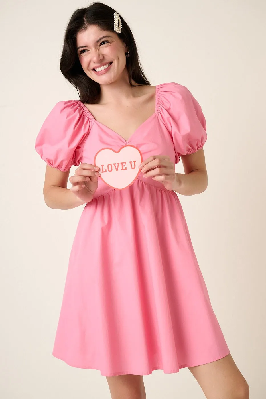 Sweetheart Puff Sleeve Smocked Mini Dress, image 6