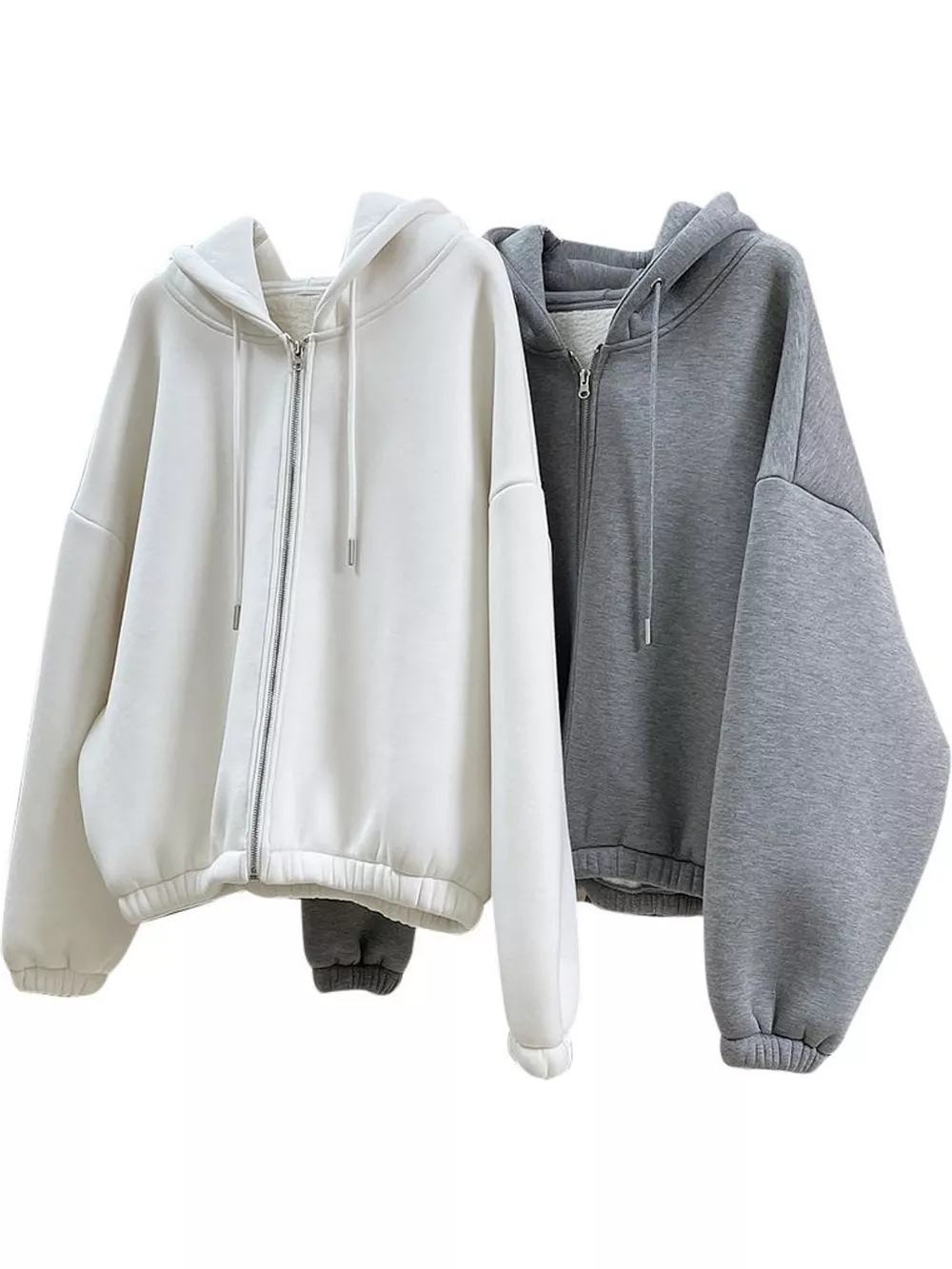 Oversized Fleece-Lined Zip-Up Hoodie, image 5