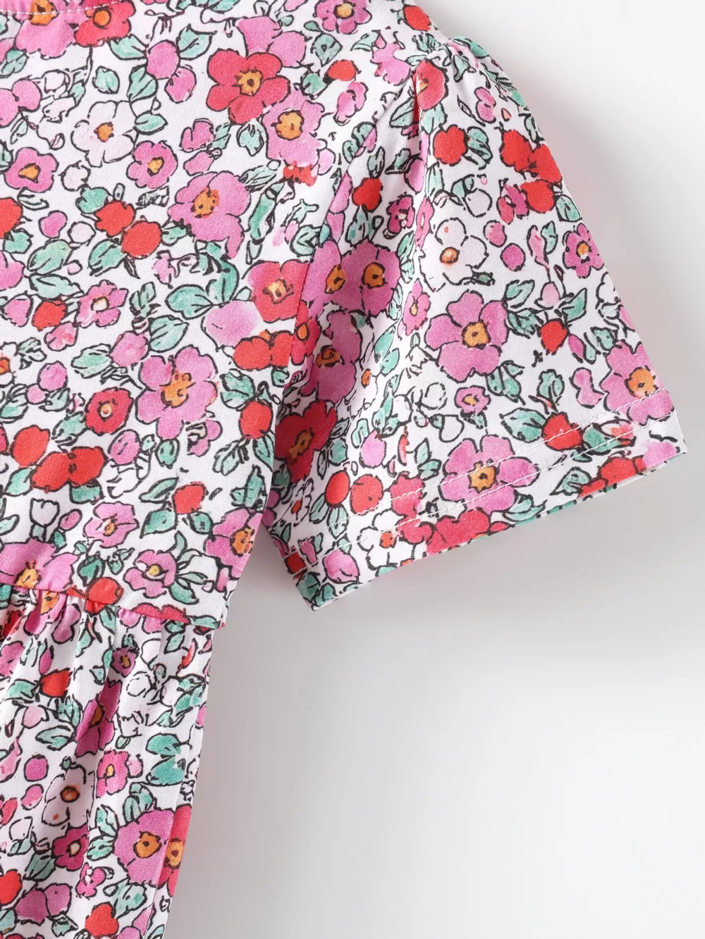 Children's Floral Print Short Sleeve A-Line Dress, image 4