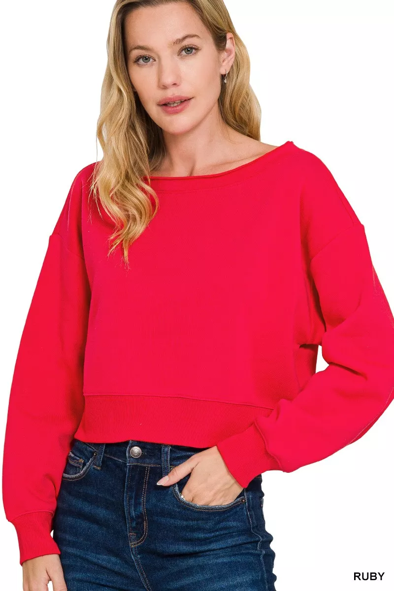 Fleece Boat-neck Sweatshirt