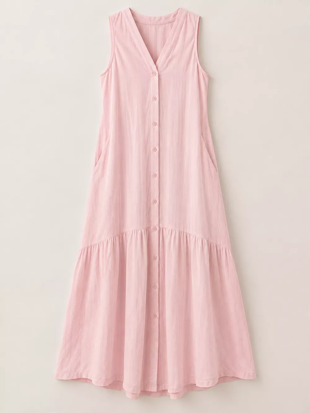 Full Size V-Neck Button Front Sleeveless Midi Dress Plus Size, image 24