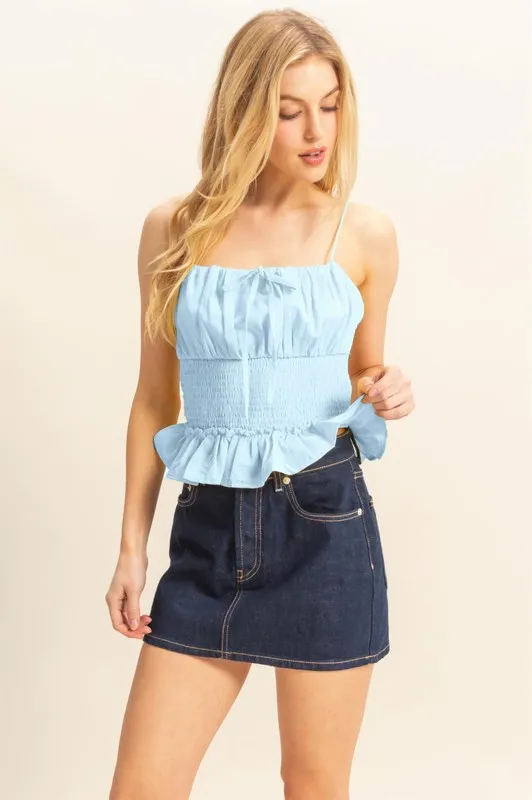 Poplin Smocked Waist Summery Cami Top