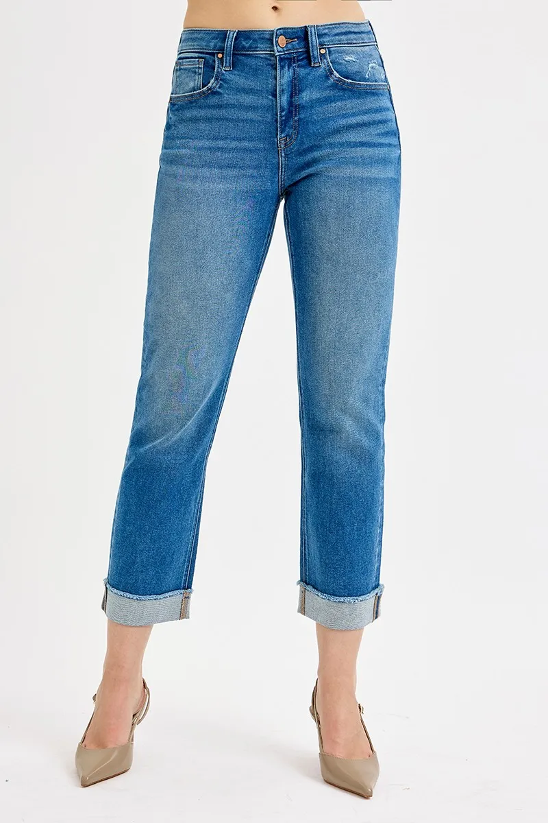 Full Size High Rise Boyfriend Fit Ankle Jeans Plus SIze