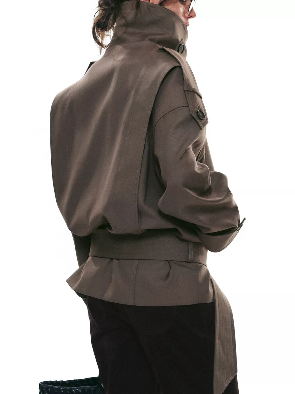 Belted Waist Button Up Trench Jacket, image 3