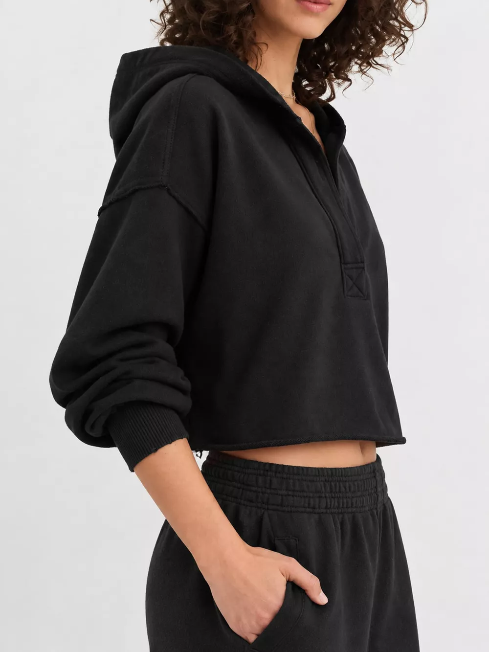 Dropped Shoulder Cropped Hoodie, image 41