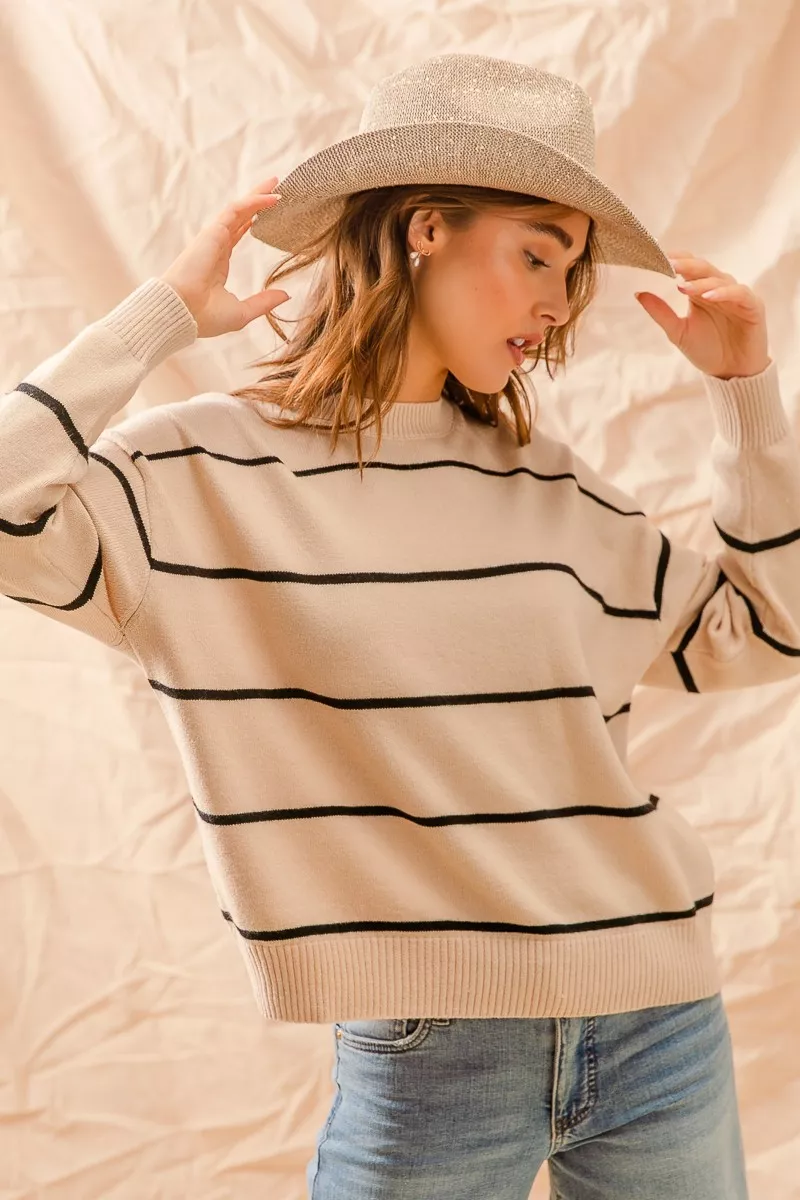 Stripe Crew Neck Basic Essential Sweater, image 8