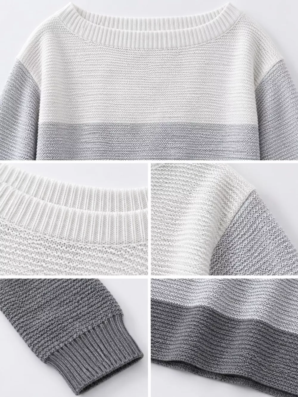 Full Size Color-Block Boat Neck Sweater Plus Size, image 42