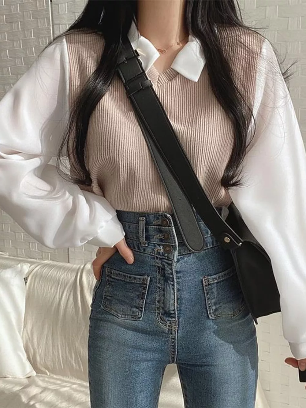 Layered Look Long Sleeve Blouse, image 9