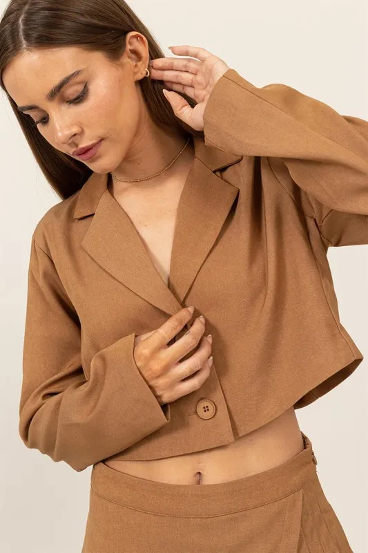 Cropped Button-Down Blazer