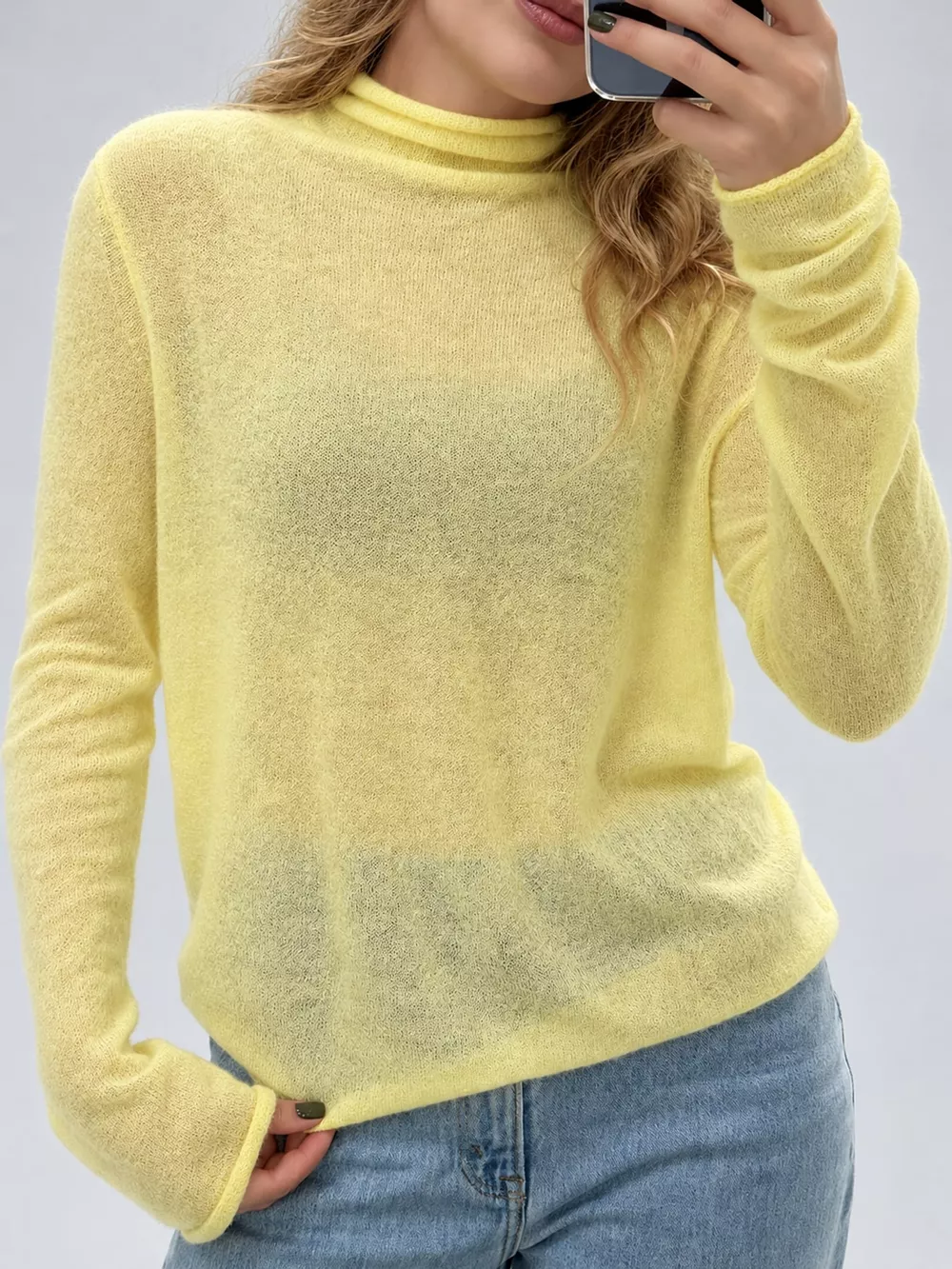 Sheer Turtleneck Knit Top, image 21